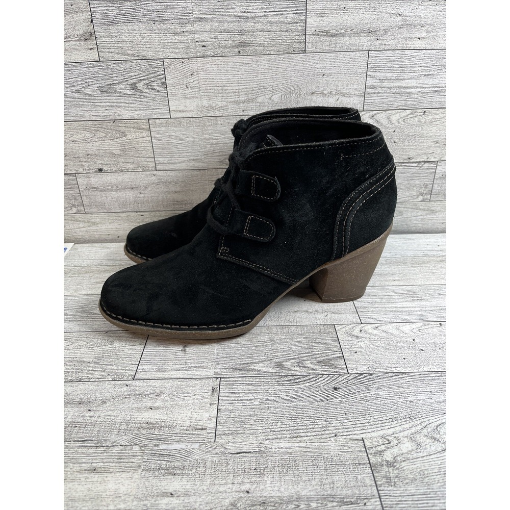Clarks Carleta Lyon Black Suede Ankle Booties Heels Shoes Women Size 9M - Picture 5 of 10